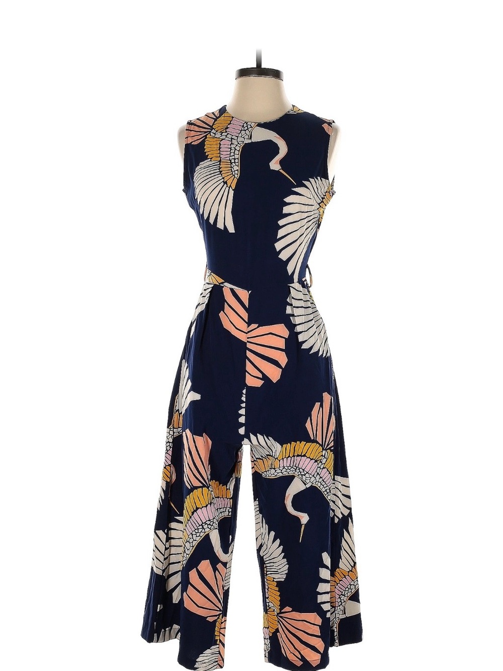 Navy swan print jumpsuit